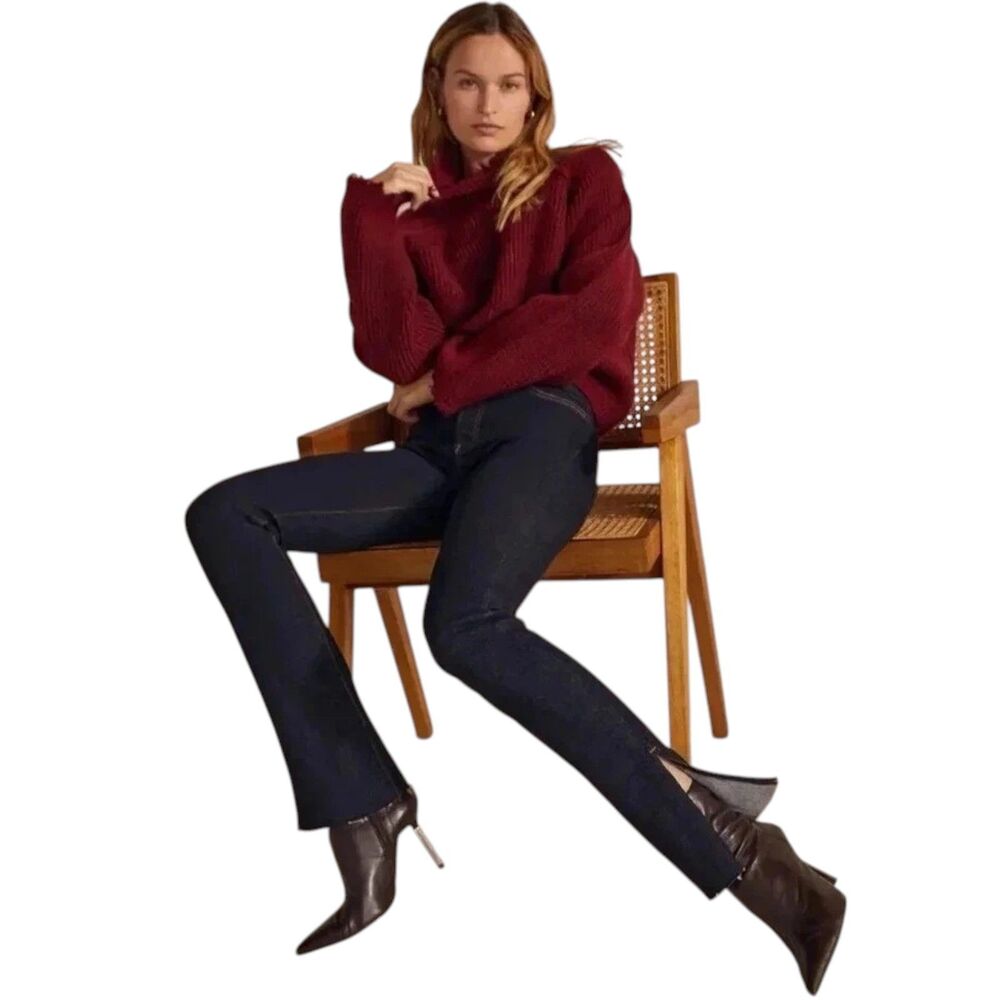 Favorite Daughter Valentina Straight Jeans 32 Jasper Split Hem High Rise